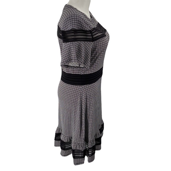 Michael Kors dress size XL black & white peek a boo flounce stretchy zip up - Picture 4 of 14